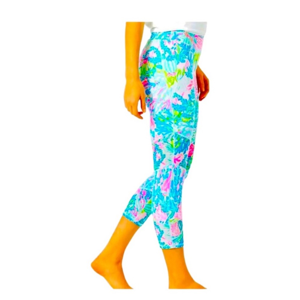 Lilly Pulitzer Weekender High Rise Crop Leggings Fished My Wish Sz L Luxletic